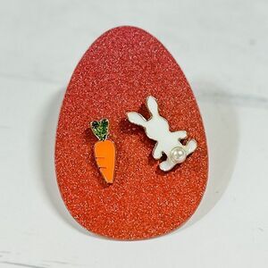 Easter Bunny & Carrot Enamel Stud Earring